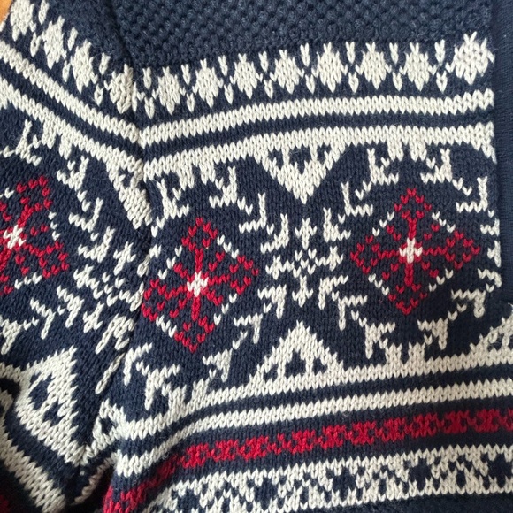 Izod sweater pullover 1/4 zip Fairisle holiday blue red cotton blend size med - Picture 6 of 8